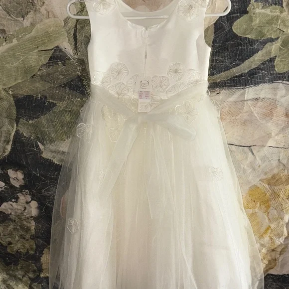 Princess Daliana Emmie Floral Applique Tulle Flower Girl Dress